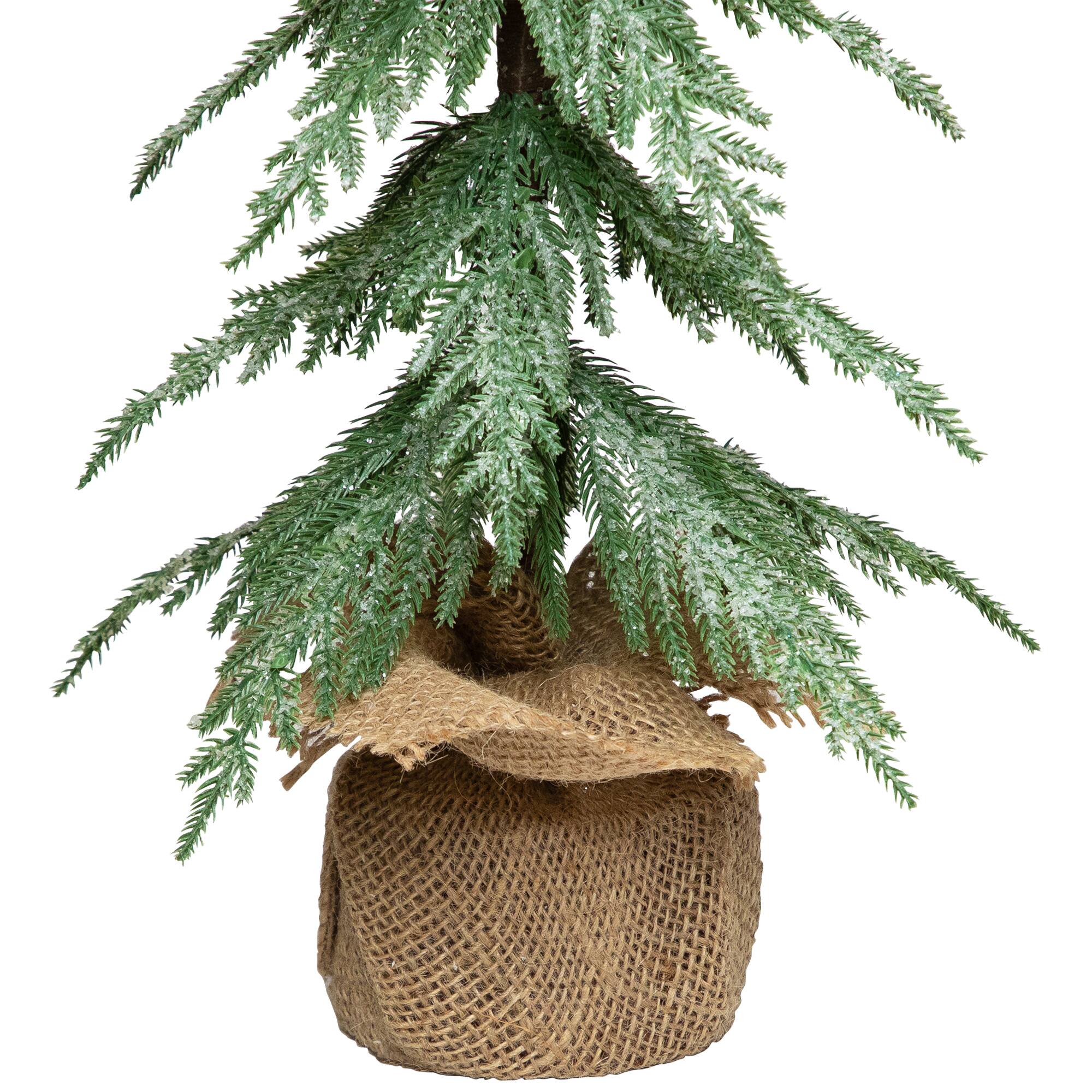 24" Unlit Mini Icy Pine Christmas Tree in Burlap Base